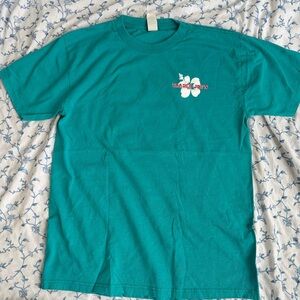 Trader Joe's Hibiscus Teal T-Shirt-100% cotton tshirt